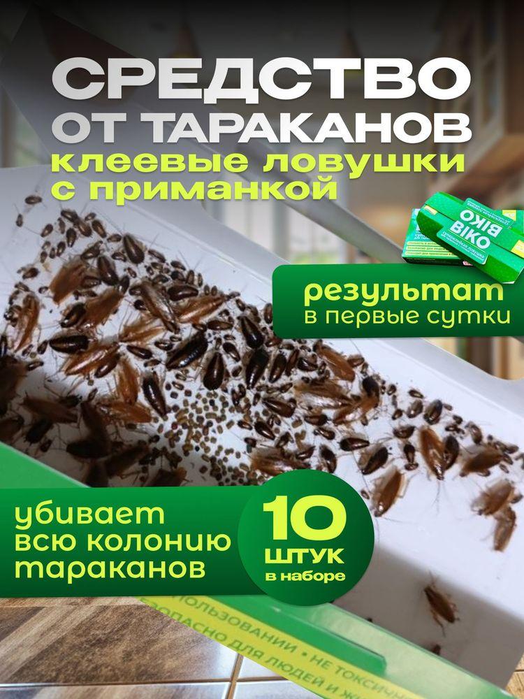 Ловушка для тараканов клеевая с приманкой Biko, эффективное средство от тараканов, 10 штук