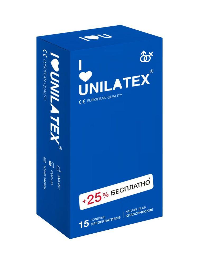 Презервативы UNILATEX Natural Plain, 12 шт. + 3 шт. в подарок